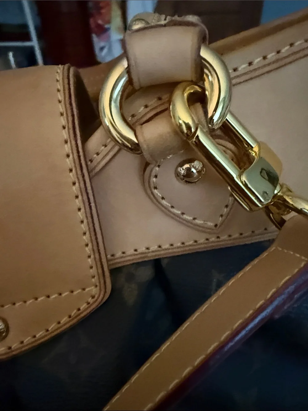 Louis Vuitton Monogram Canvas Brown & Tan Shoulder Satchel comes with COA